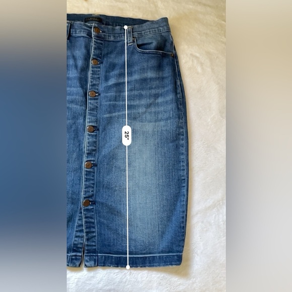 Vintage Polo Ralph Lauren Denim Midi Skirt Blue Button Front Size 12 - Picture 7 of 17
